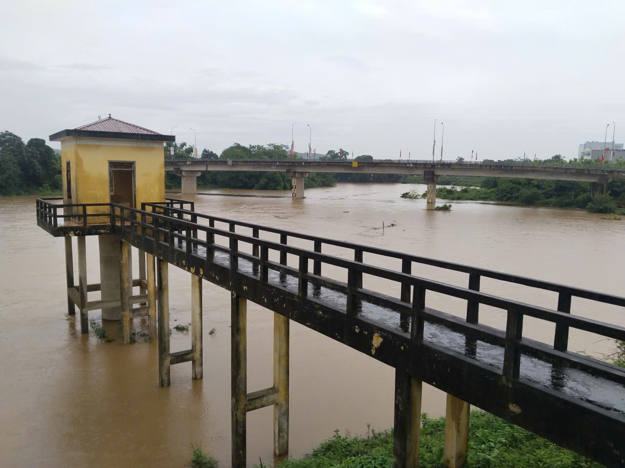 Nhiều khu vực mực nước lên cao mức báo động. Nhiều khu vực mực nước lên cao mức báo động.