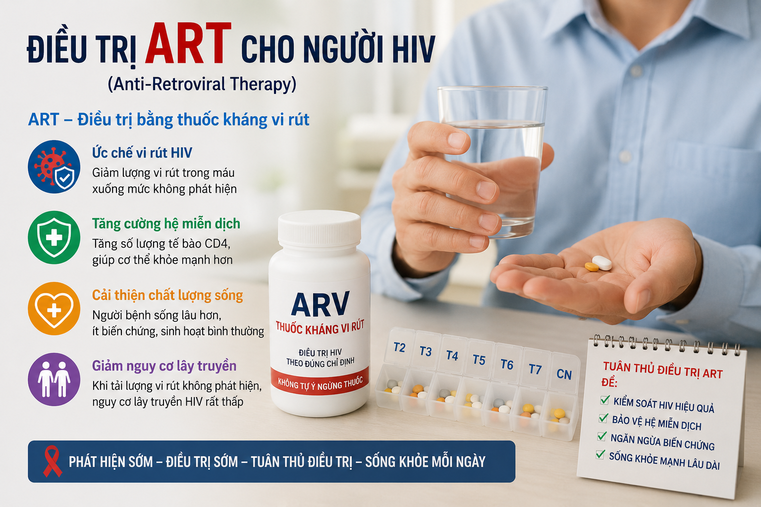 HIV điều trị ART giúp người nhiễm sống khỏe mạnh HIV chưa có thuốc chữa khỏi nhưng đã có thể kiểm soát như một bệnh mạn tính - Ảnh 1.