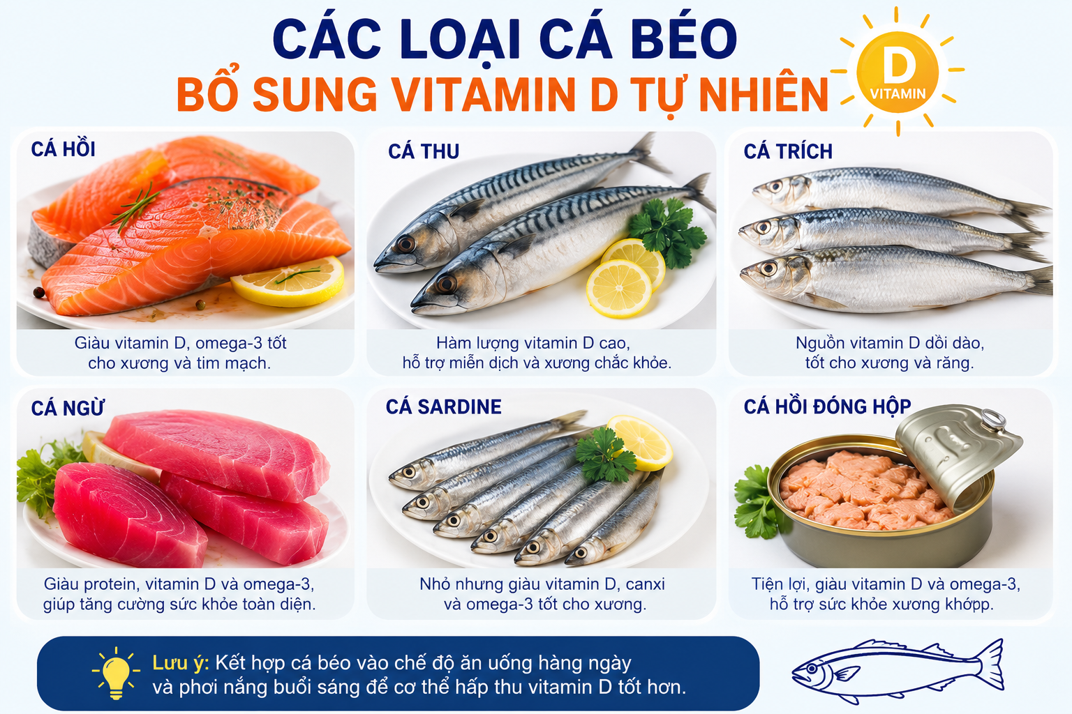 Cách bổ sung vitamin D từ cá
