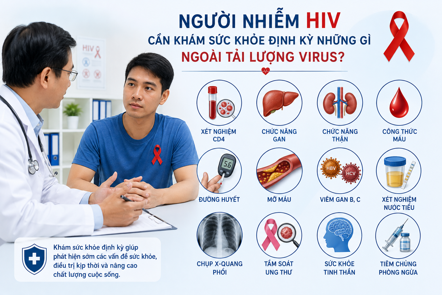 Khám sức khỏe định kỳ cho người nhiễm HIV