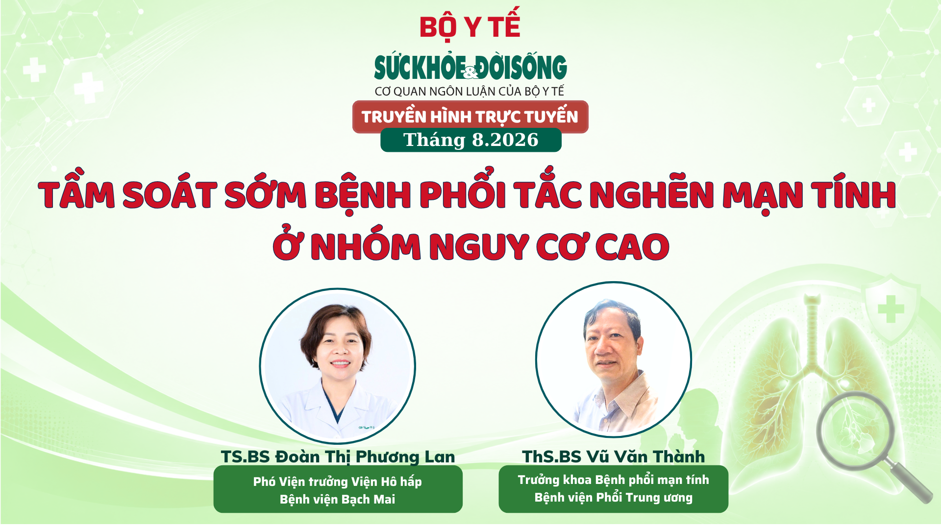 banner-1785989644639144604675 Truyền hình trực tuyến: "TẦM SOÁT SỚM BỆNH PHỔI TẮC NGHẼN MẠN TÍNH Ở NHÓM NGUY CƠ CAO" - Ảnh 1.