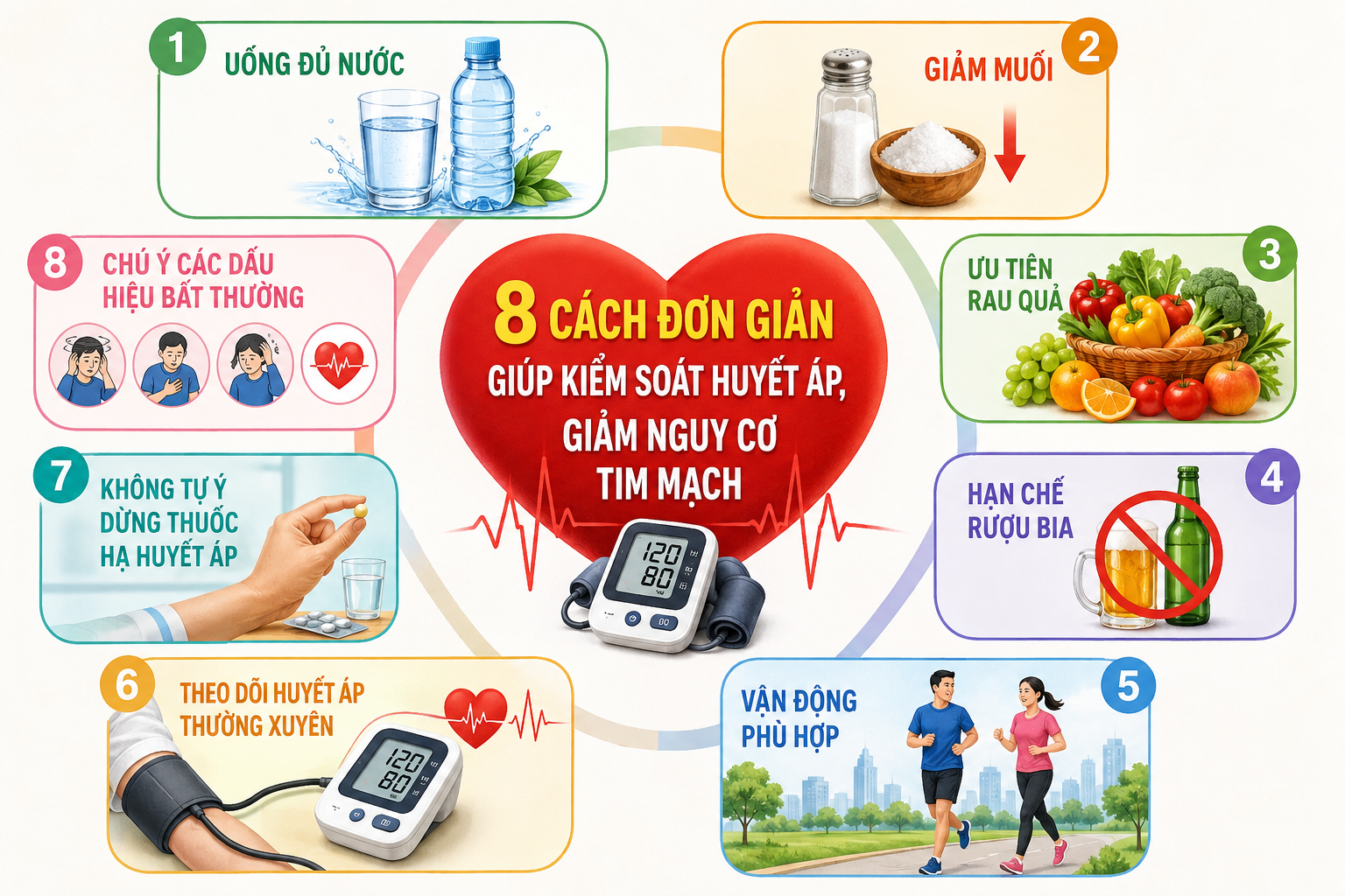 8 phương pháp hiệu quả để quản lý huyết áp, giảm nguy cơ bệnh tim - Ảnh 1.