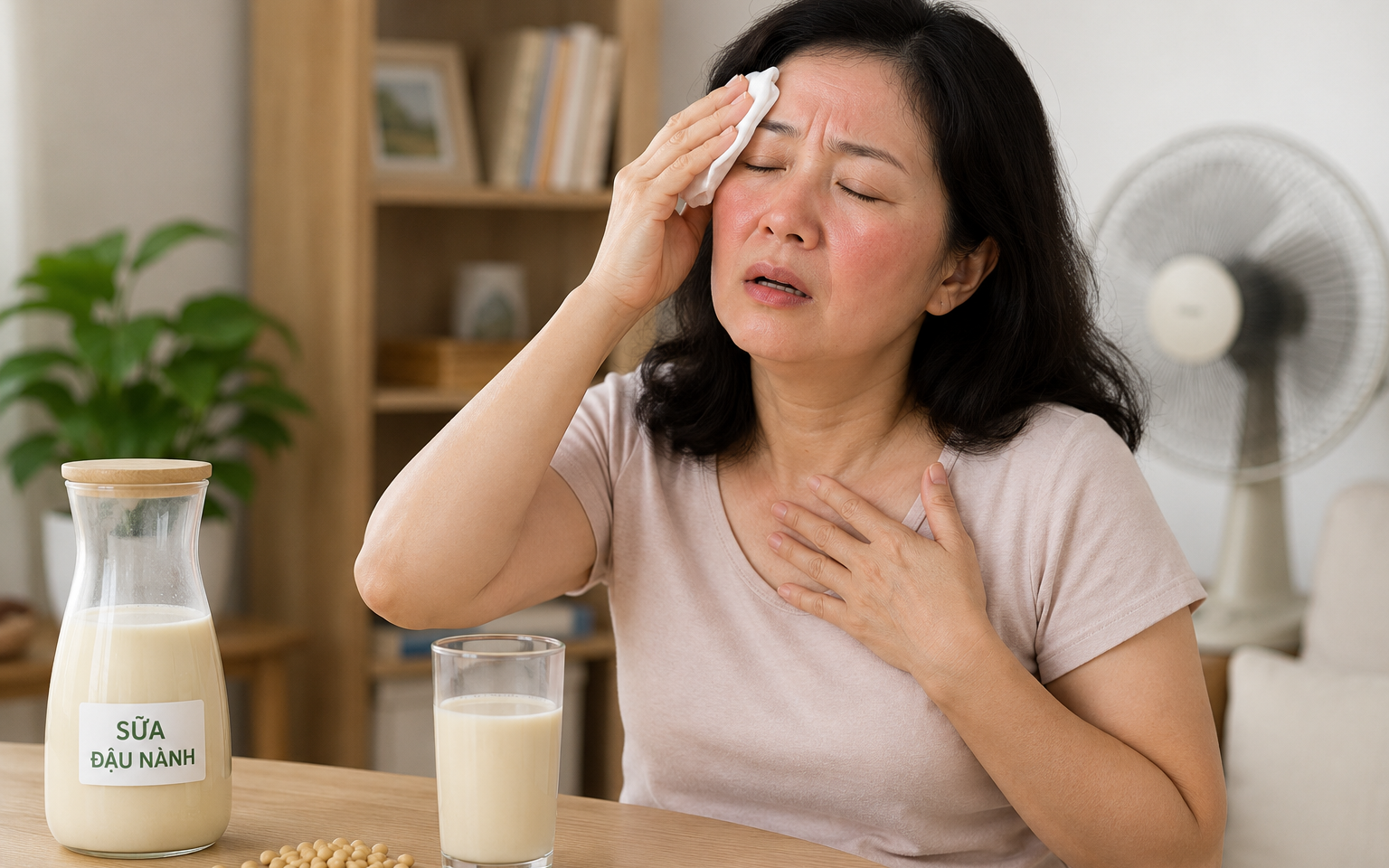 Phụ nữ tiền mãn kinh uống sữa đậu nành