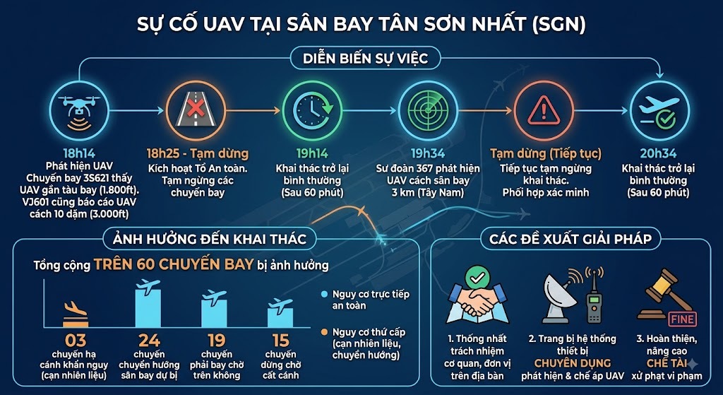 Xử lý tình huống UAV xâm nhập: Giải pháp bảo vệ an toàn không gian hàng không