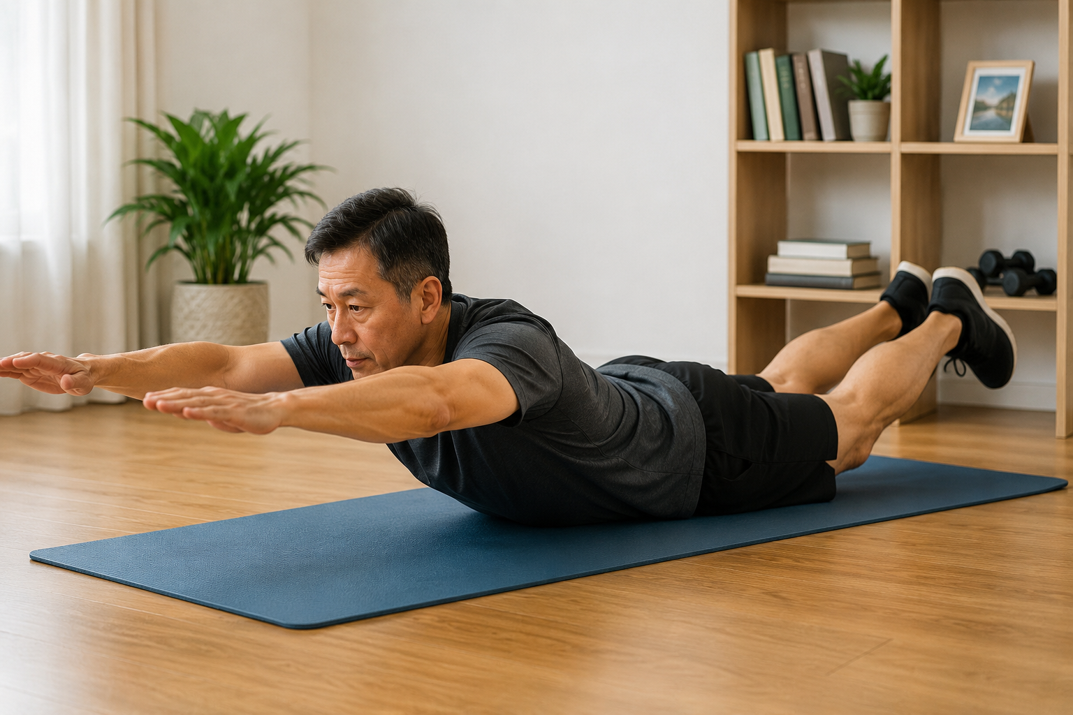 Bài tập duỗi thân trên nằm sấp tăng cường sức mạnh cơ lưng