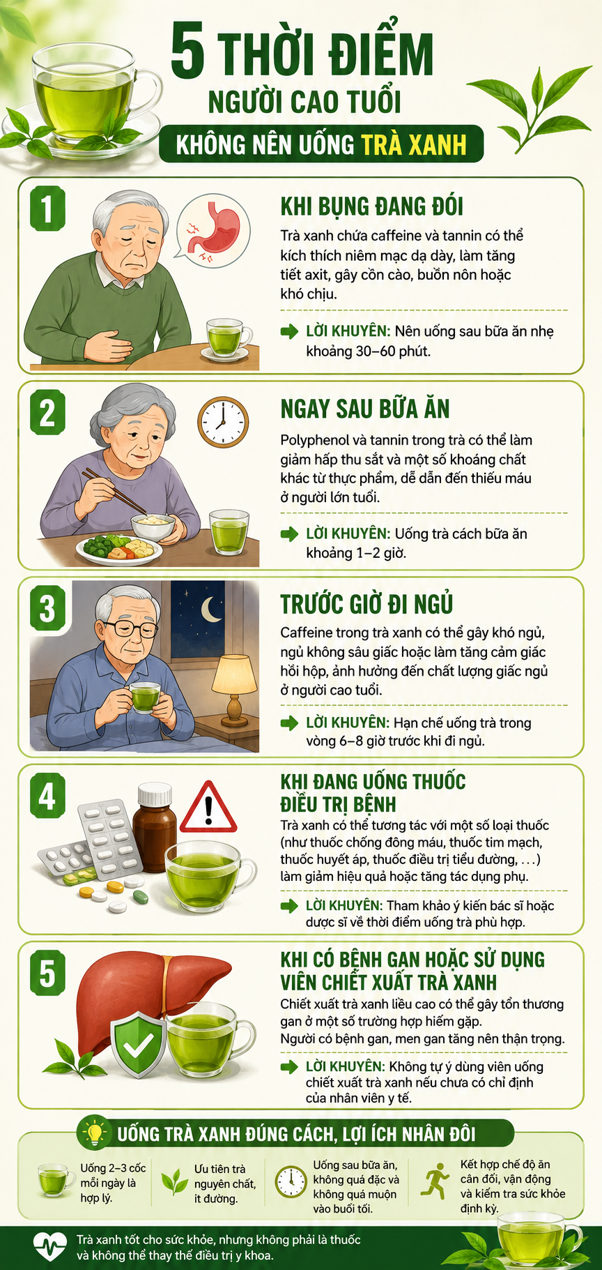 5 thời điểm người trên 50 tuổi không nên uống trà xanh - Ảnh 1.