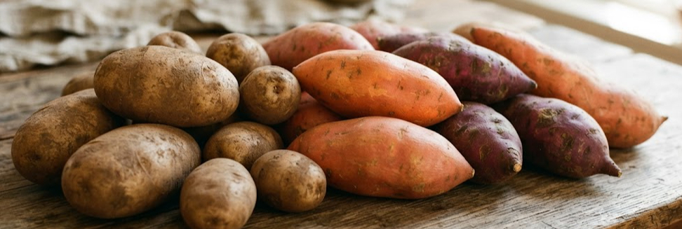 Khoai tây và khoai lang đều là nguồn carbohydrate - Ảnh 1.